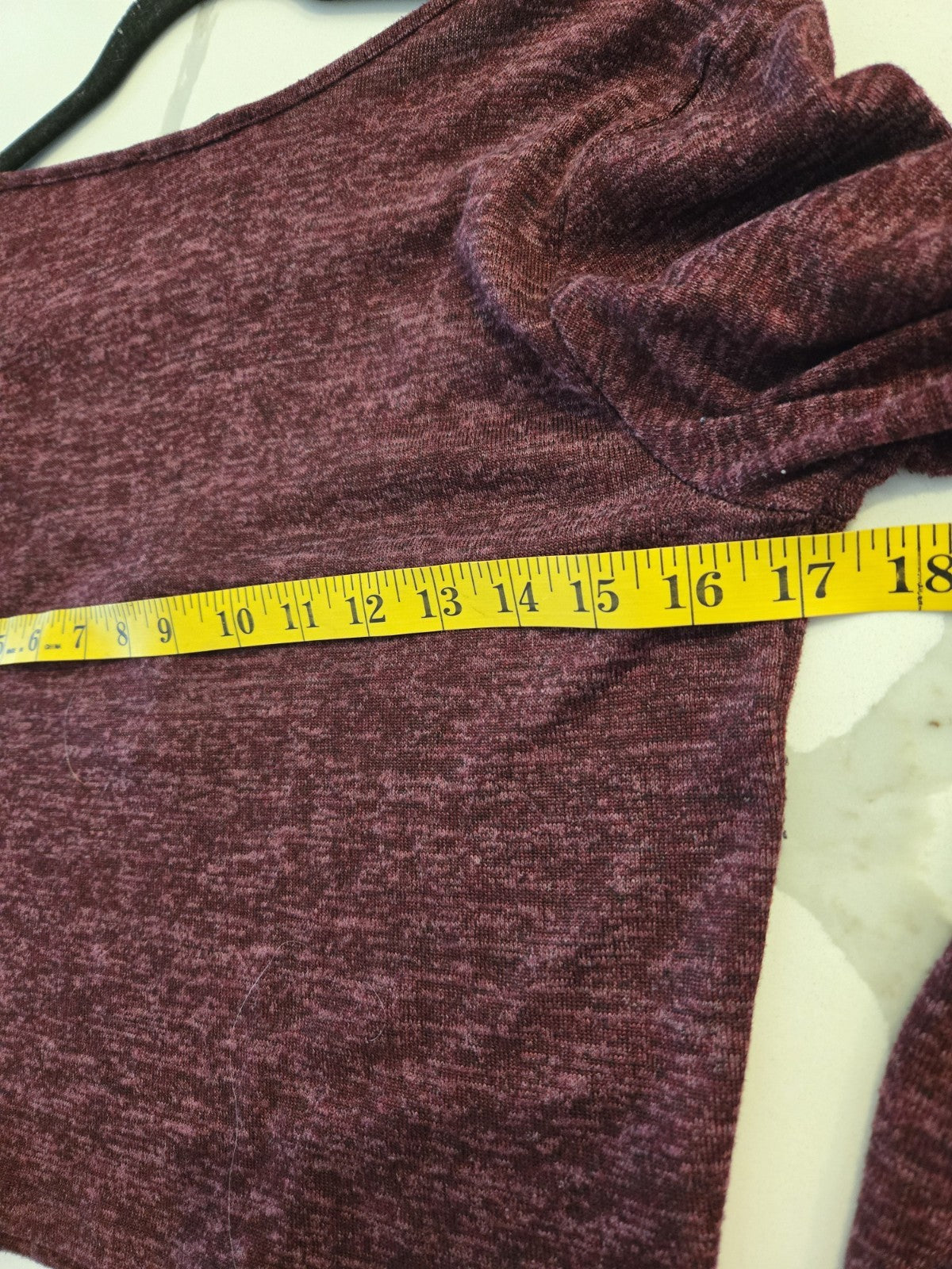 Forever 21 L Henley Crop Top Womens Burgundy Space Dye Long Sleeve Knit Shirt