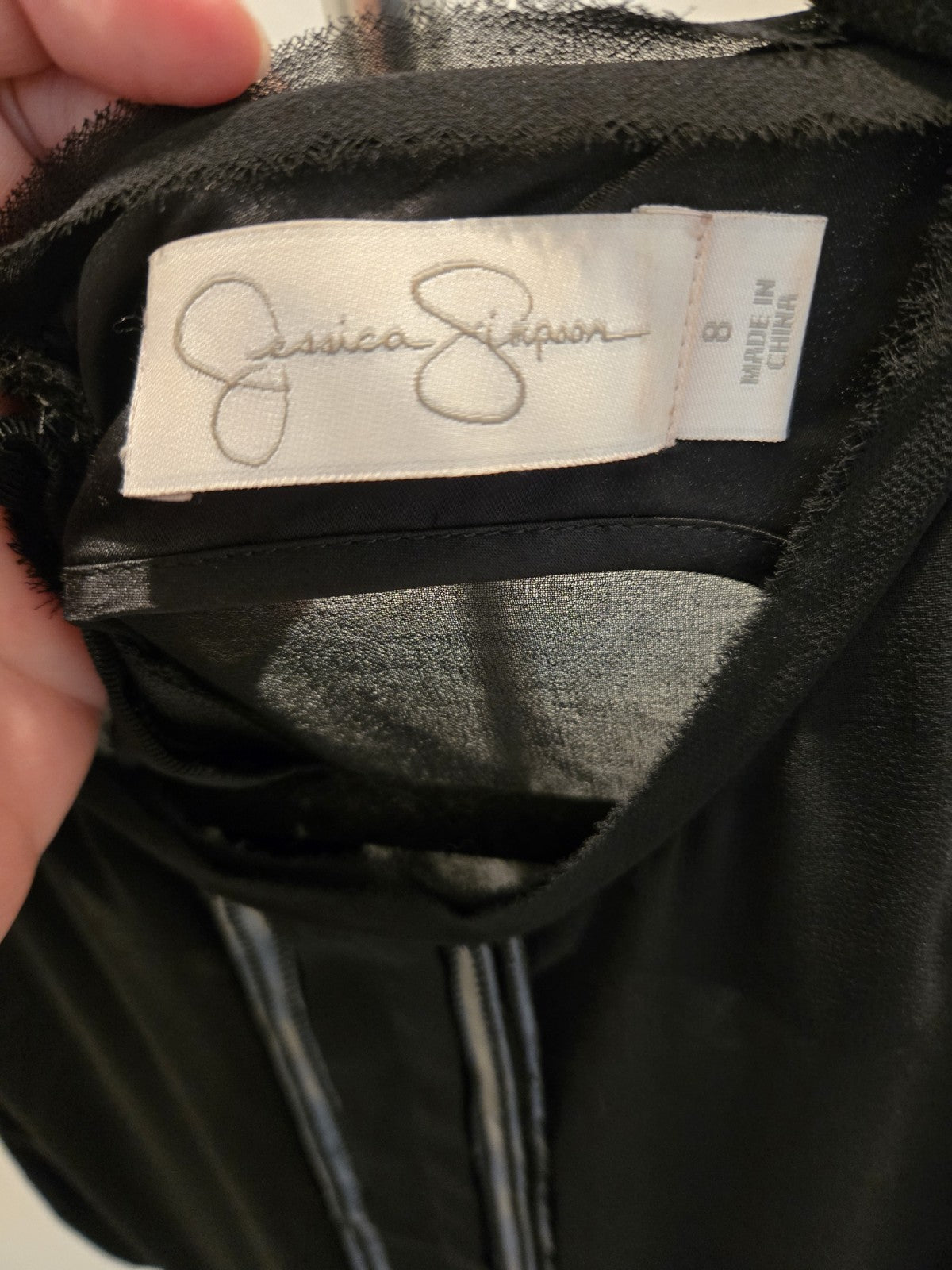 Jessica Simpson 8 Black Mesh Illusion Skater Mini Dress Zipper Fit Flare