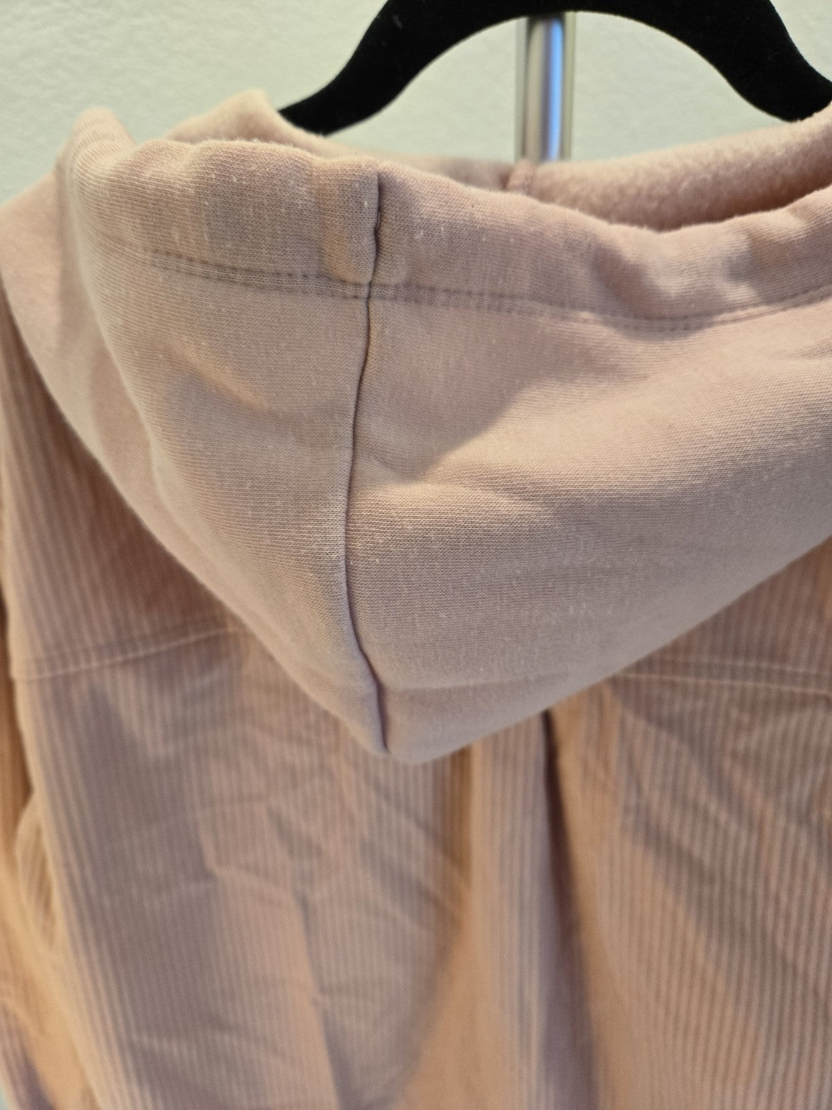 No Boundaries Women's Juniors L Pink Corduroy Hooded Cropped Jacket Y2K Shacket