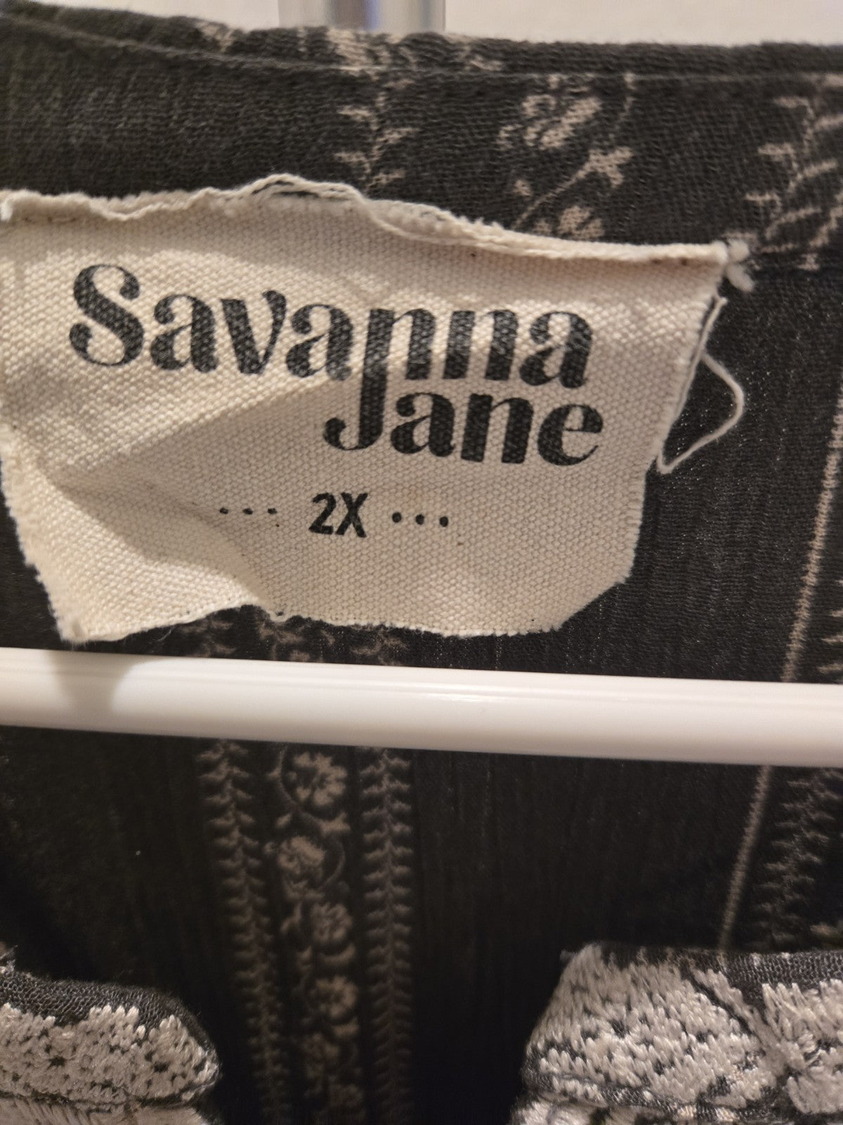 Savanna Jane 2X Charcoal Black Embroidered Lace Up Peasant Blouse Top Women