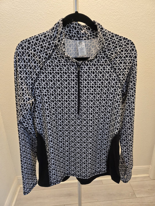 Champion M Black White Geo Pattern DuoDry 1/4 Zip Pullover Running Top Women