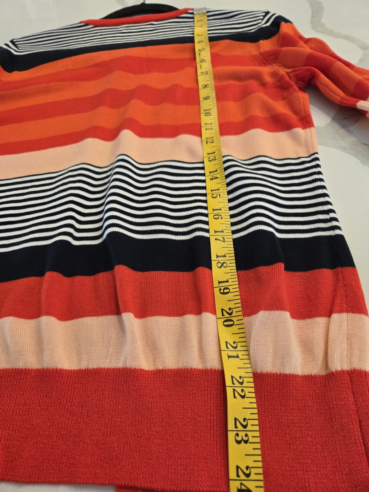 7th Avenue NYC Women’s Medium Striped Cardigan Sweater Button Front Corral Black