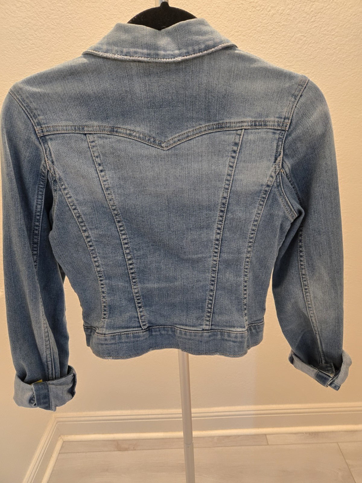Jessica Simpson S Rhinestone Denim Jacket Womens Bling Stretch Jean Y2K Style
