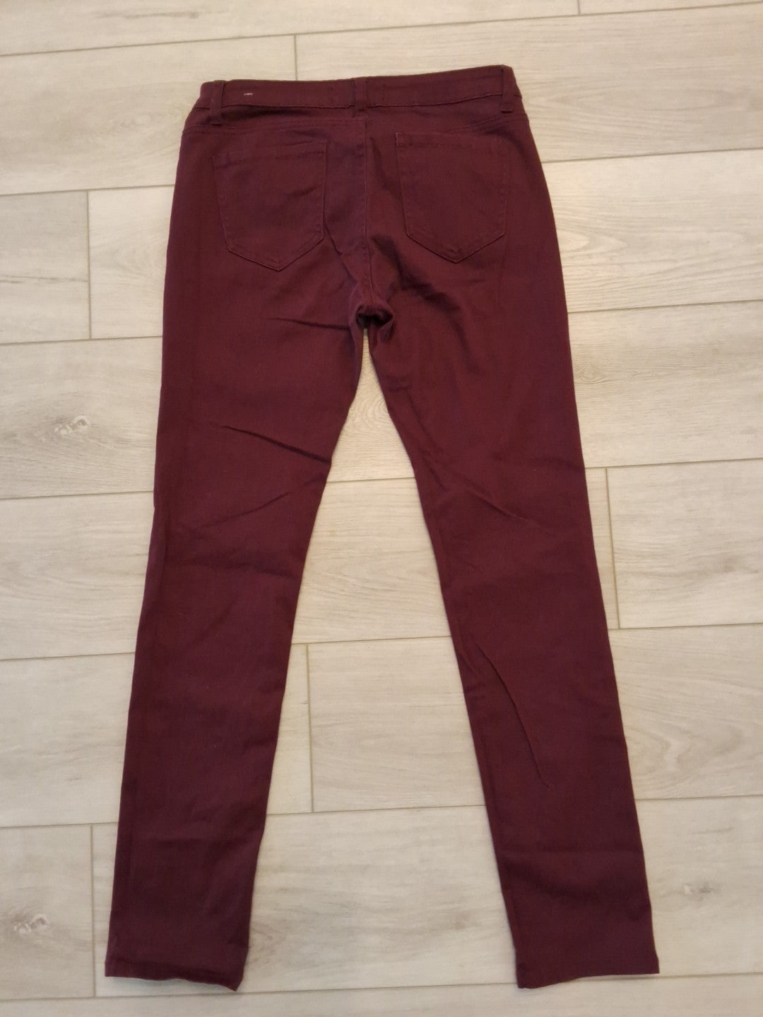 Wax Jeans Premium Denim Burgundy Size 11 Mid Rise 5 Pocket Slimming Jeans