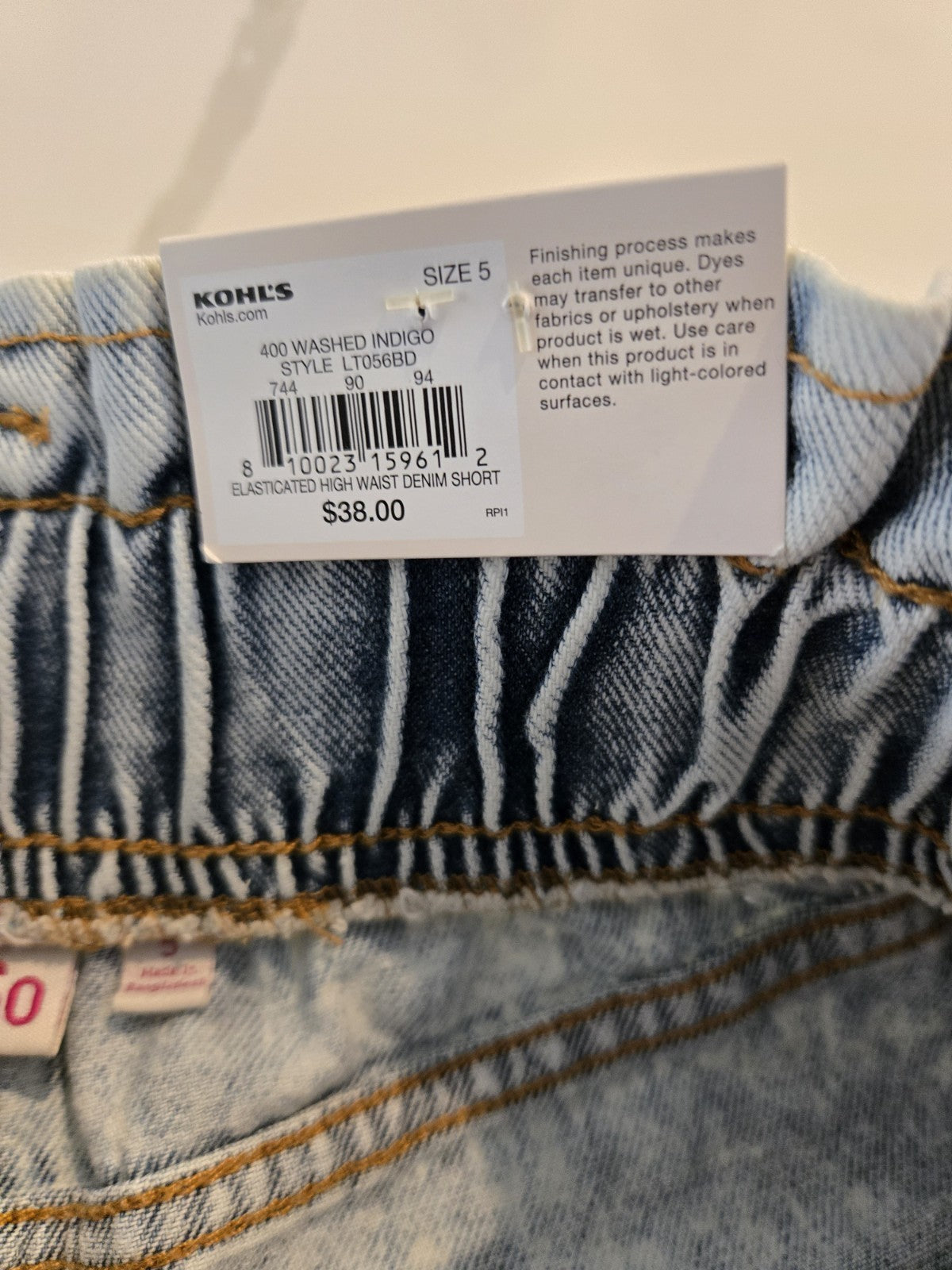 SO High Waisted Paperbag Size 5 Small Denim Shorts Acid Wash Blue Pocket $38