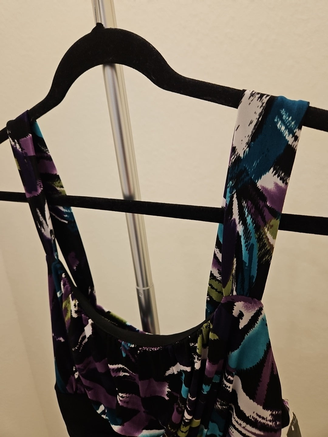IZ Byer California XL Sleeveless Purple Multicolor Belt Design Top $36 NEW