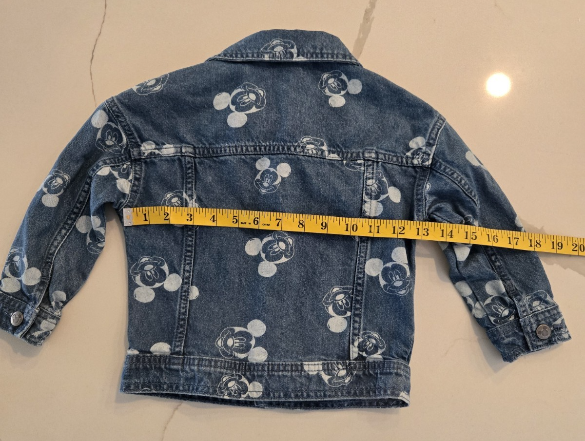 Disney Mickey Mouse 3T All Over Print Denim Jacket Kids Toddler Jean Trucker