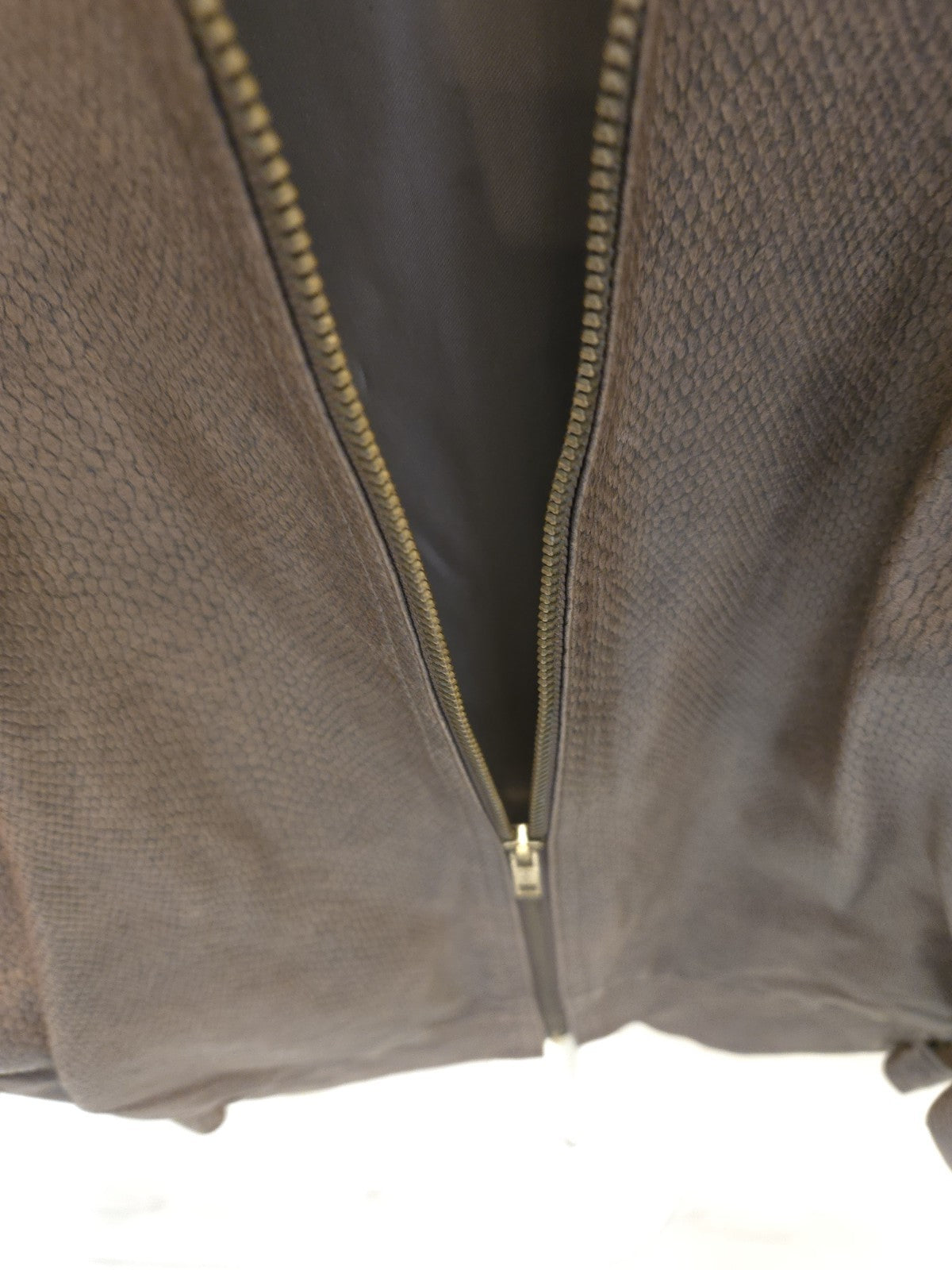 Simoné 6 Small Vintage Snake / Reptile Leather Zip-Up Pockets Lined Brown Jacket