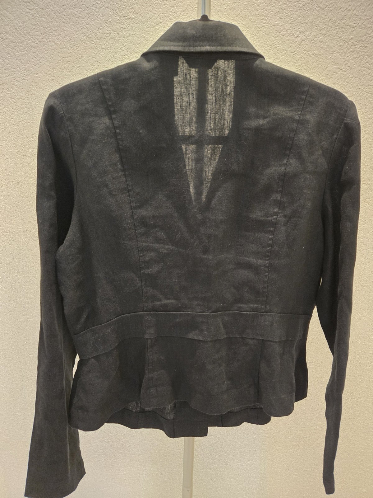 Mossimo Vintage Black Linen Military Y2K Safari Utility Blazer Jacket L Womens