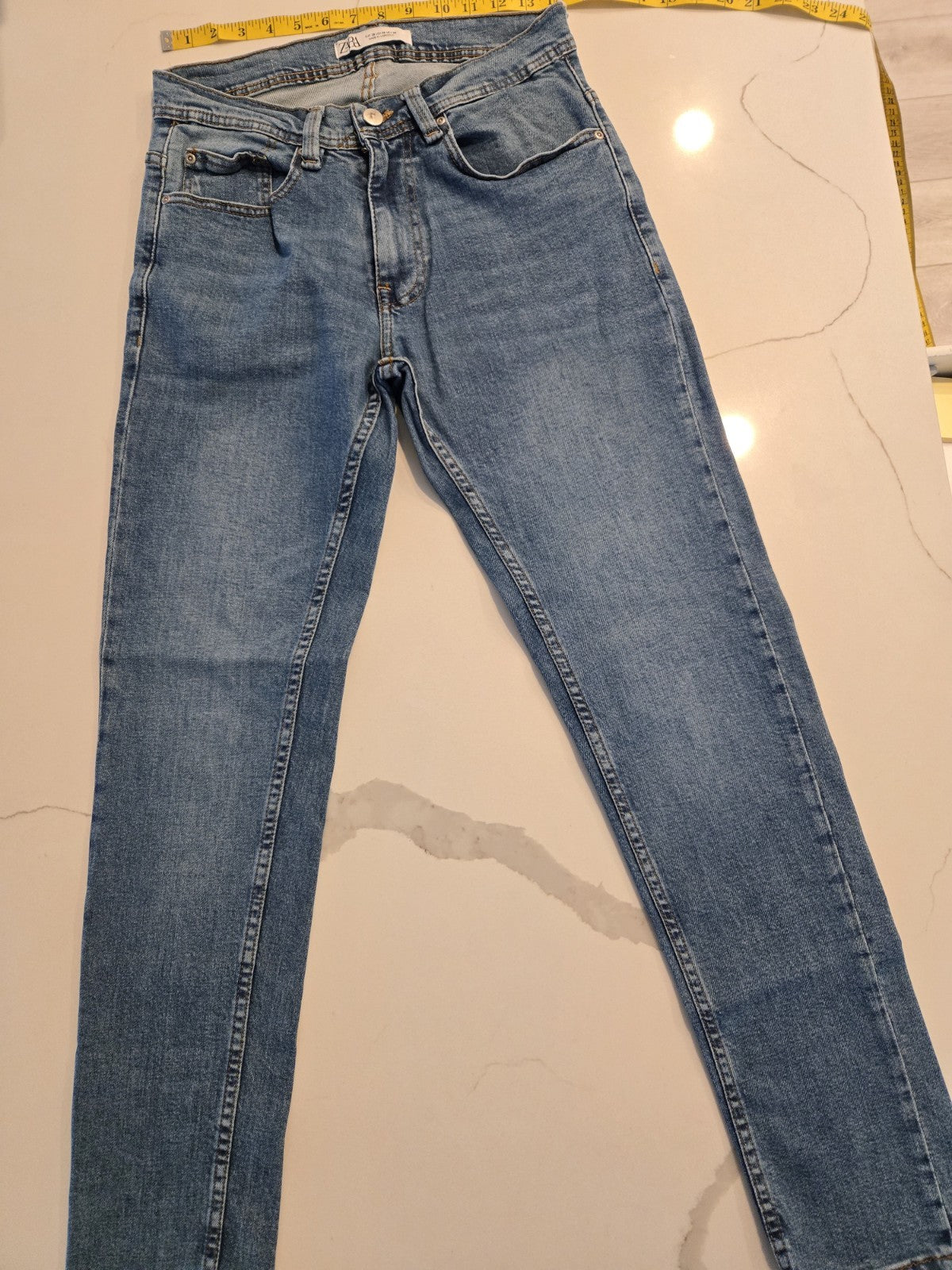 ZARA Size 30 Slim Fit High Rise Medium Wash Denim Womens Classic Blue Jeans