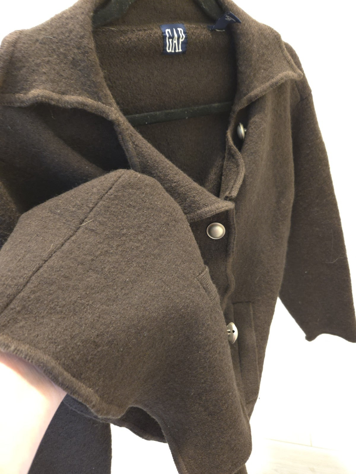 Gap 100% Wool Brown Double-Breasted with Pockets Jacket Size S Womens