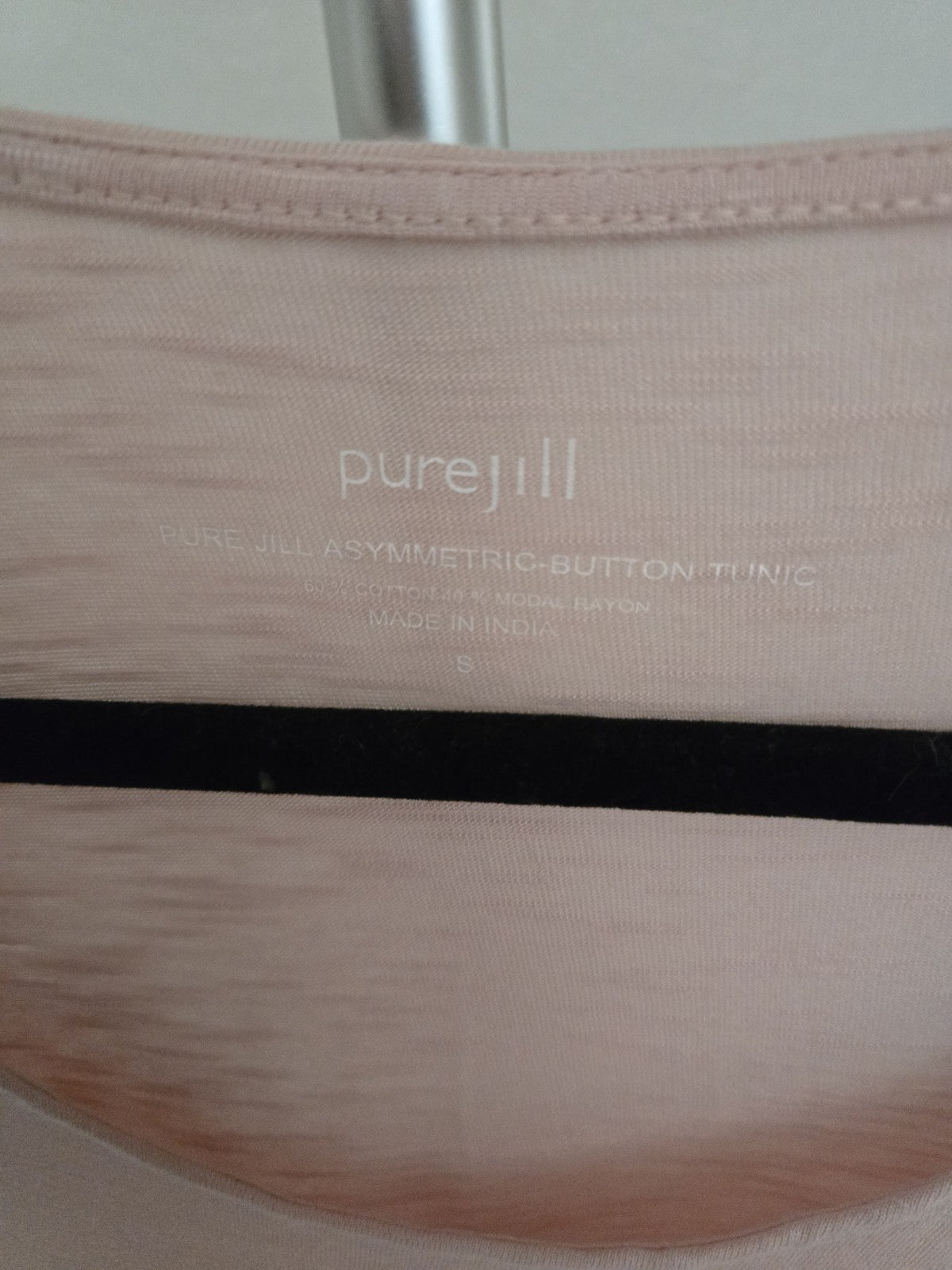 Pure Jill J Jill Pink Slub Cotton Asymmetric Button Tunic Top 3/4 Sleeve Small