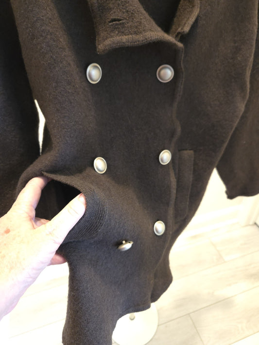 Gap 100% Wool Brown Double-Breasted with Pockets Jacket Size S Womens