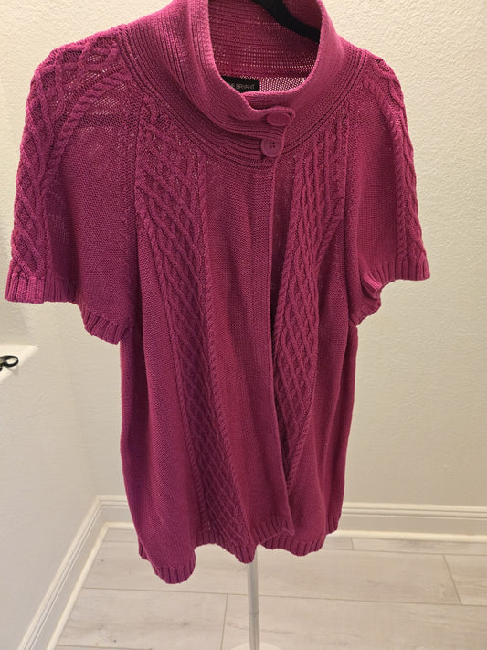 Lane Bryant 2X 18/20W Pink Cable Knit Short Sleeve Cardigan Sweater Women Plus