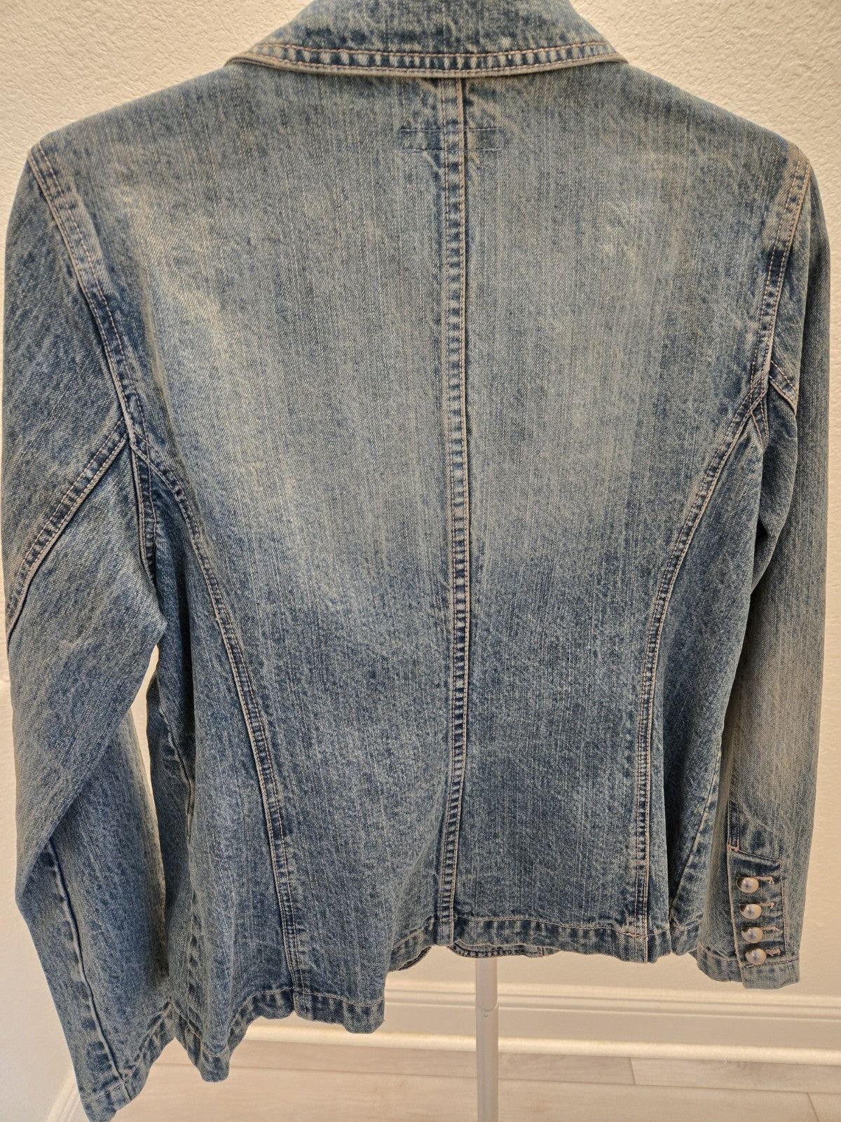 Crazy Horse Vintage Denim Blazer Liz Claiborne Blue Jean Jacket L Womens Y2K