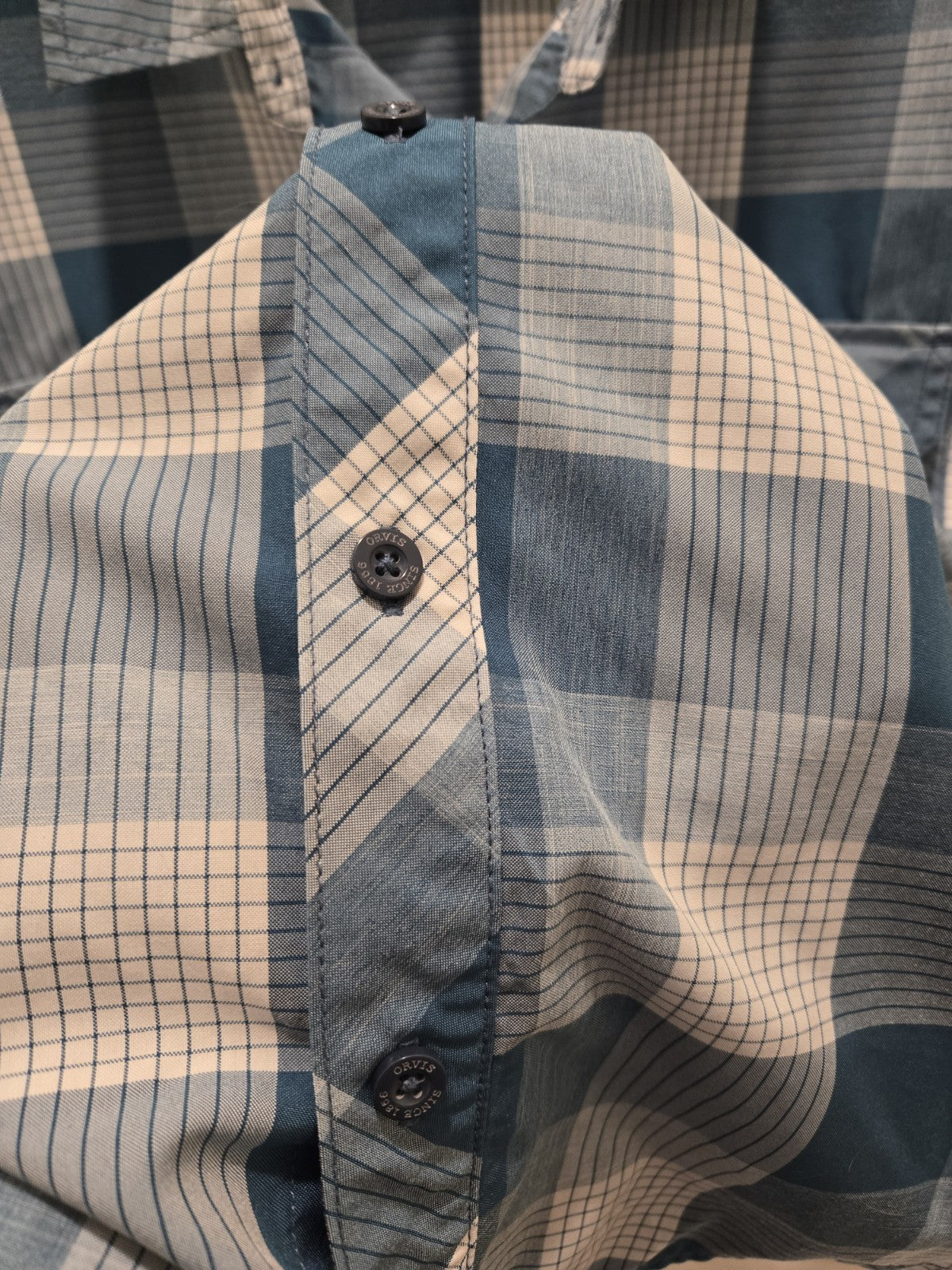 ORVIS 2XL Men's Performance Plaid Short Sleeve Fishing Shirt Vented Mesh Lined