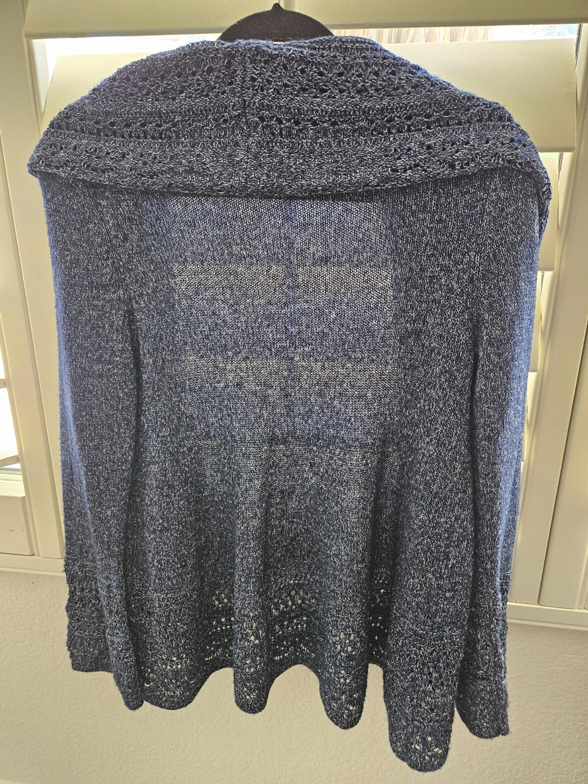 Charter Club Navy Luxury Draped Cardigan Shawl Collar Open Knit XS