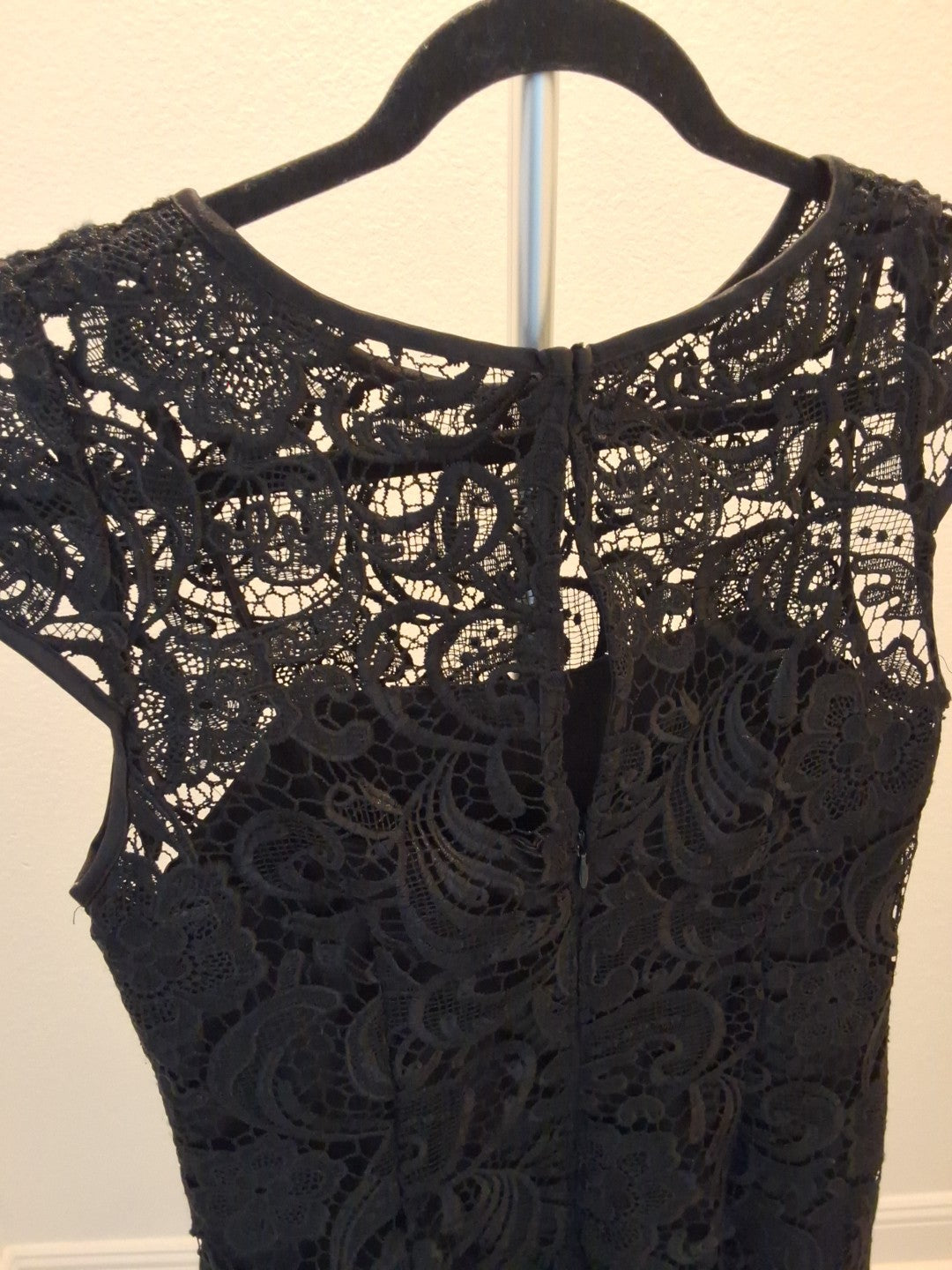 Adrianna Papell Size 6 Black Lace Overlay Double Lined Corset Bodice Dress