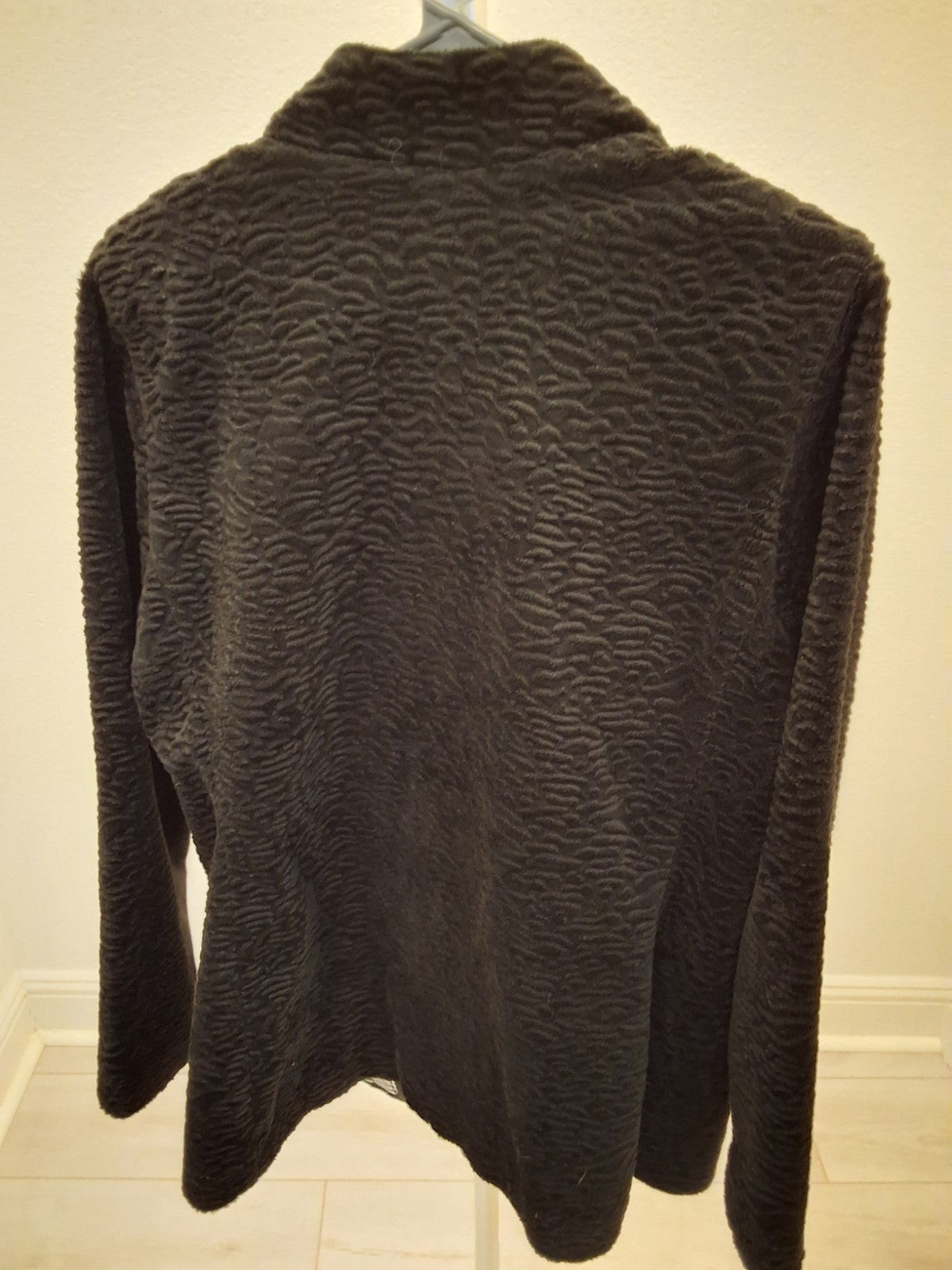 Carol Anderson M/L Faux Astrakhan Fur Jacket Textured Stand Collar Dk Academy