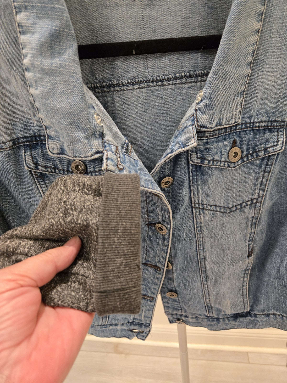Ci Sono Denim Trucker Jacket SIze 2XL Classic Grucker Blue Fleece Collar Women's