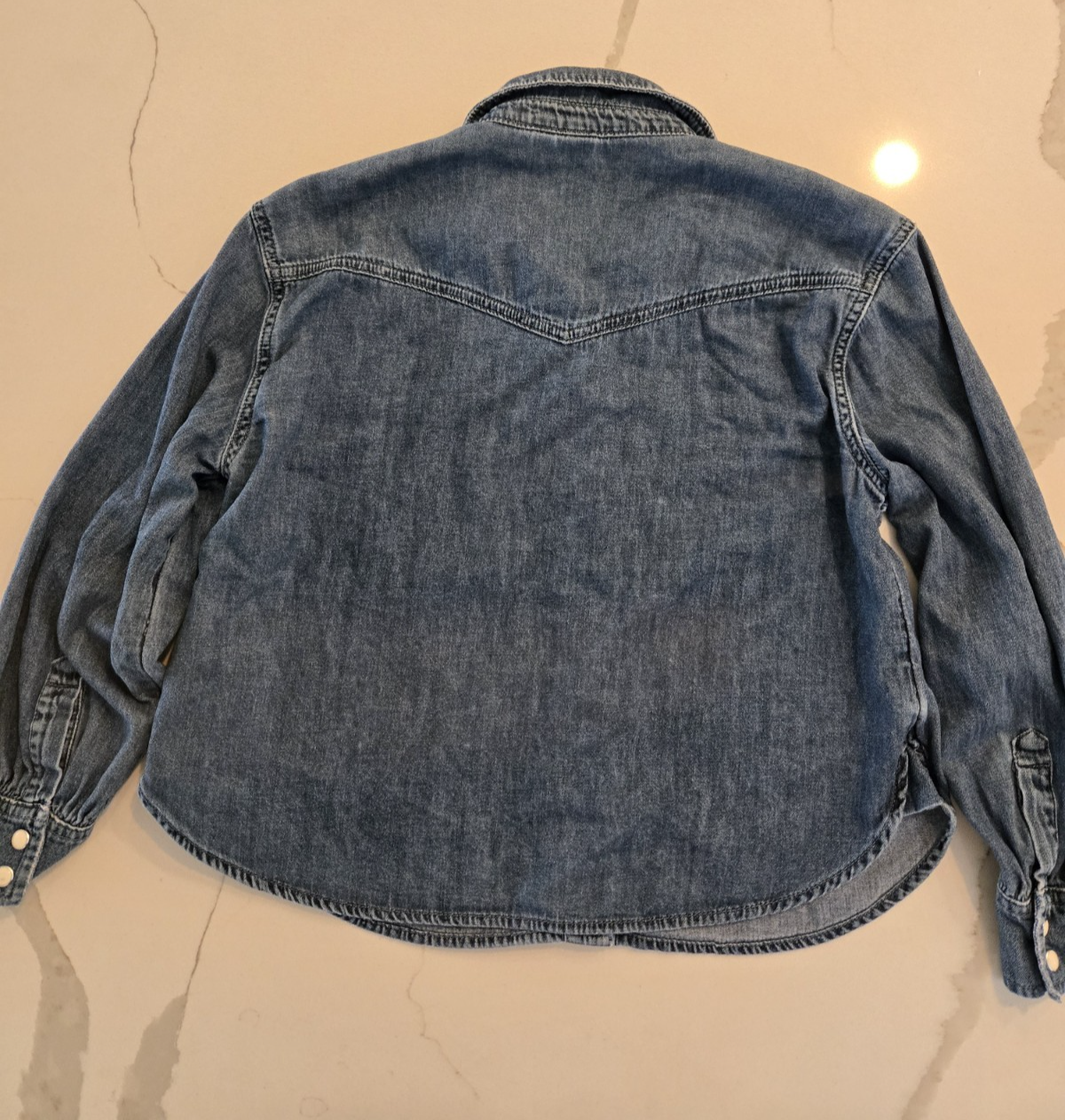 GAP Kids L 10 Embroidered Hearts Western Chambray Denim Shirt Kids Girls Snap