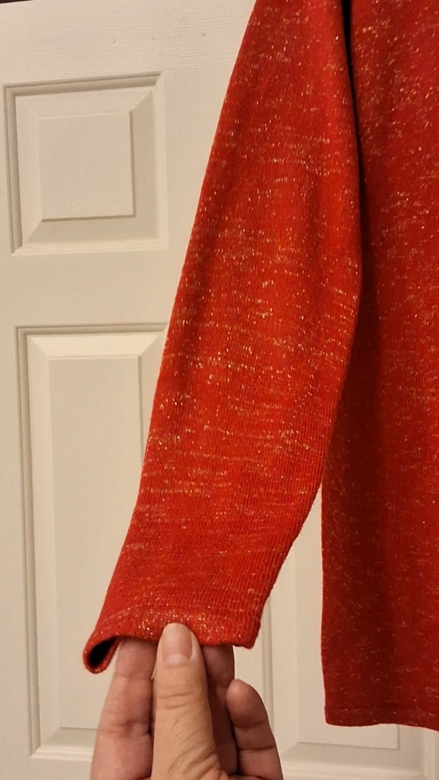DESIGN 365 S Cowl Neck Sweater Heathered Knit Quiet Luxury Draped Orange Red