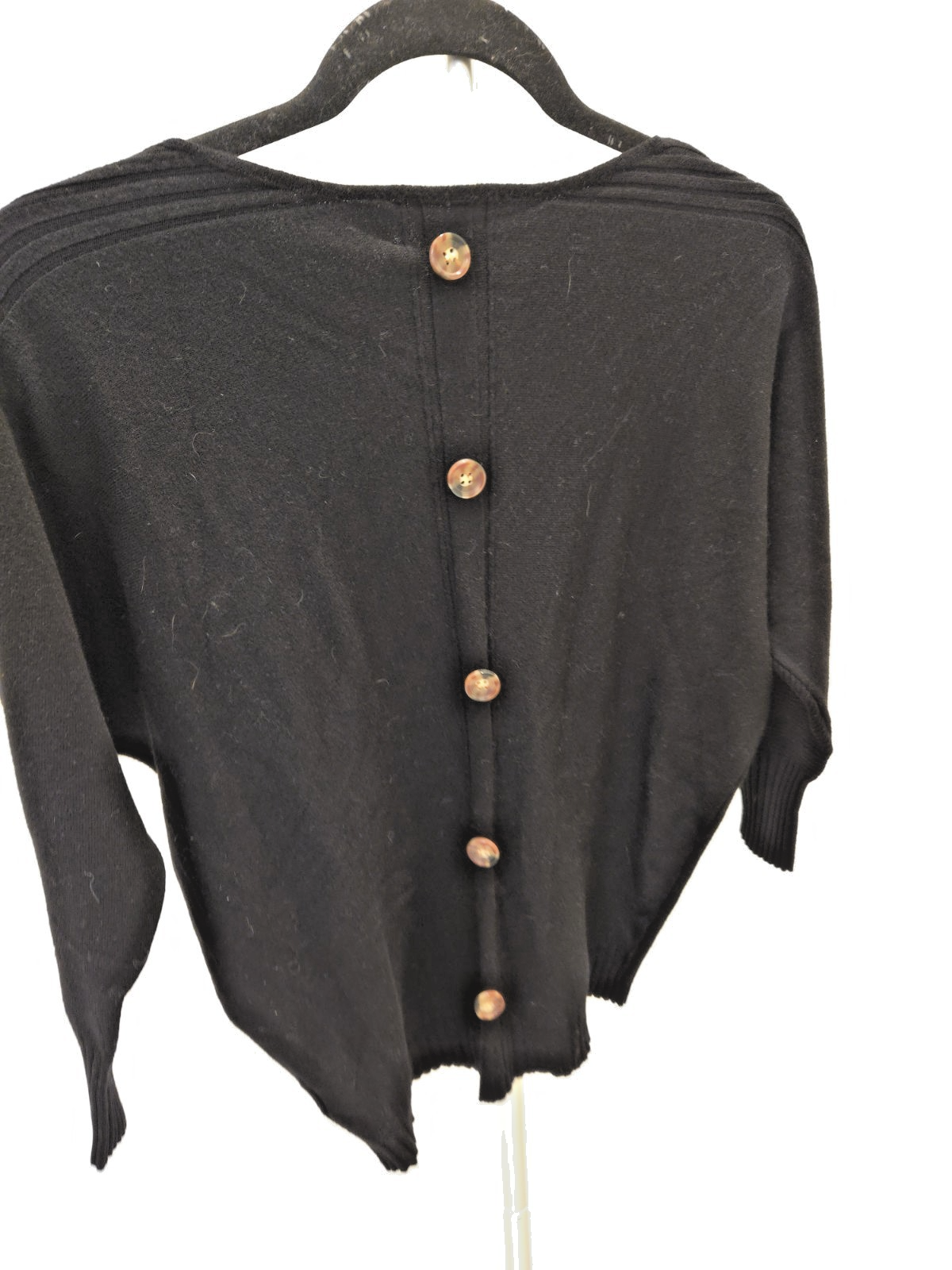Vila Milano Small Black Batwing Dolman Back Faux Button NWT Sweater Knit Y2K