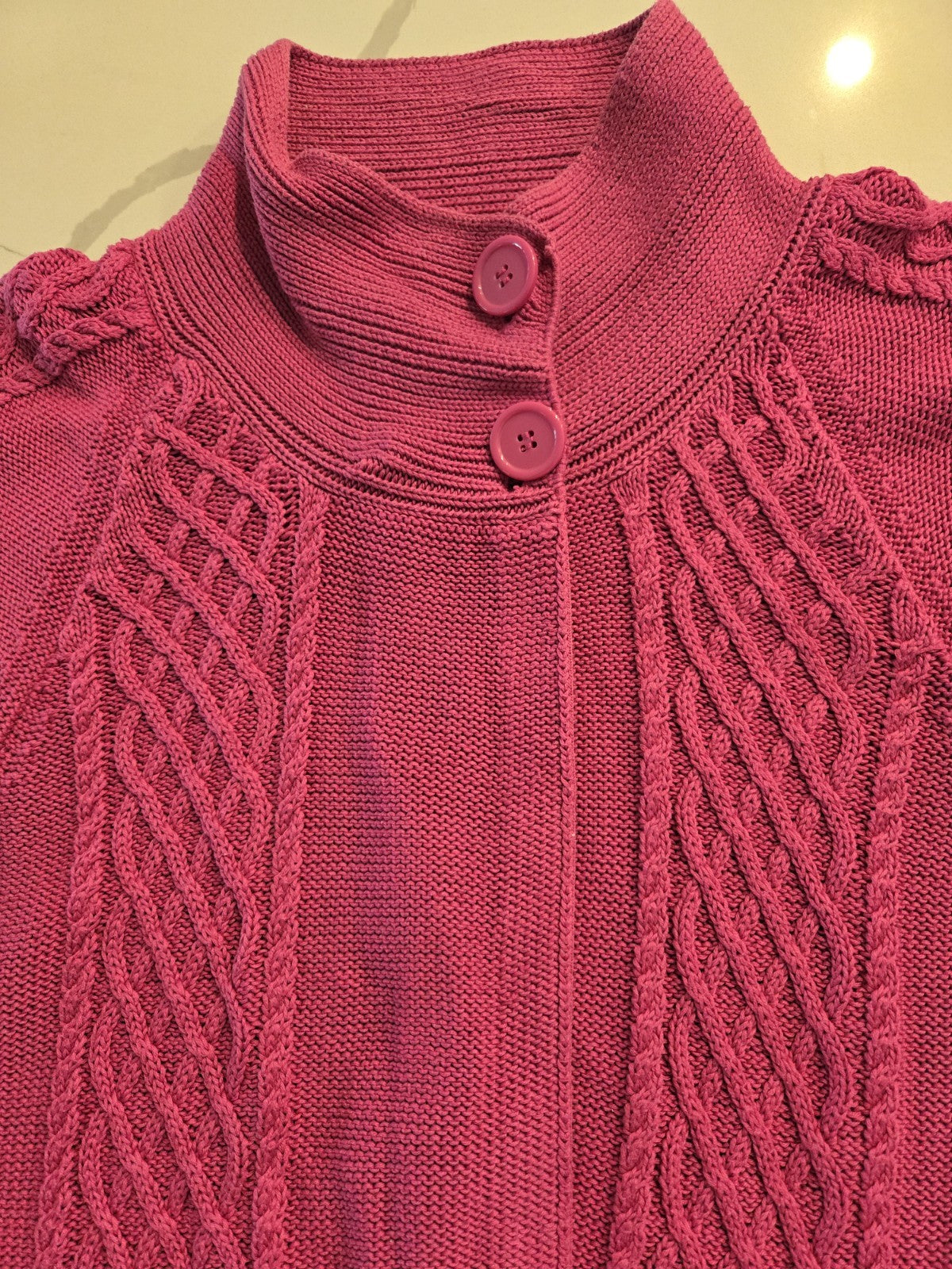 Lane Bryant 2X 18/20W Pink Cable Knit Short Sleeve Cardigan Sweater Women Plus