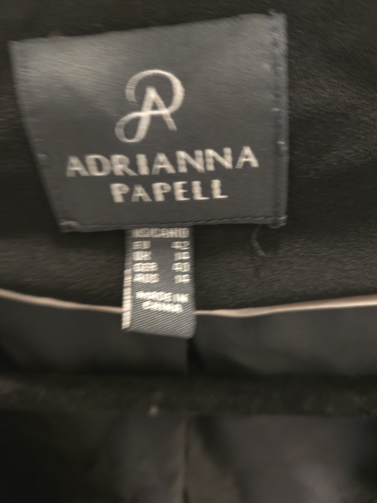 Adrianna Papell Black Single Button Blazer V-Neck Collarless M Size 10 Jacket
