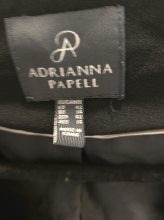 Adrianna Papell Black Single Button Blazer V-Neck Collarless M Size 10 Jacket