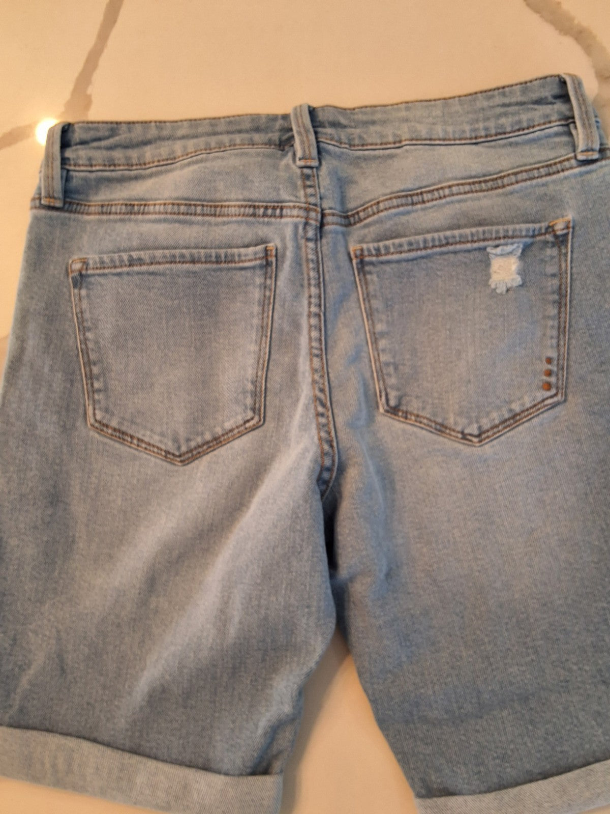 Rachel Roy Women's Distressed Light Wash Denim Bermuda Shorts Size 4/27