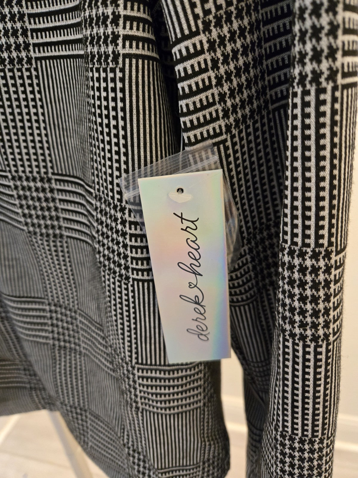 Derek Heart NEW Plaid Blazer L Womens Hoodie Insert Jacket Check Pattern Large