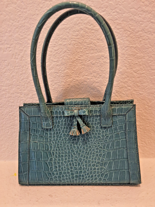Liz Claiborne NWOT Vintage Teal Croc Embossed Great Expectation Y2K Mini Purse