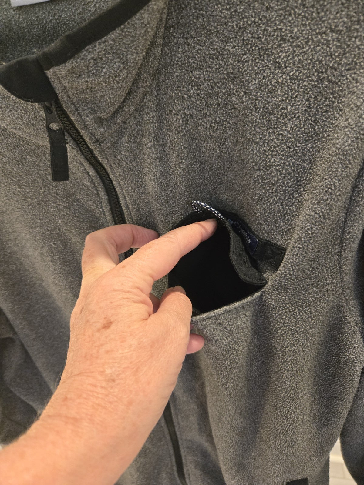 Columbia M Gorpcore Fleece Jacket Full Zip Chest Pocket Grey Quiet Luxury