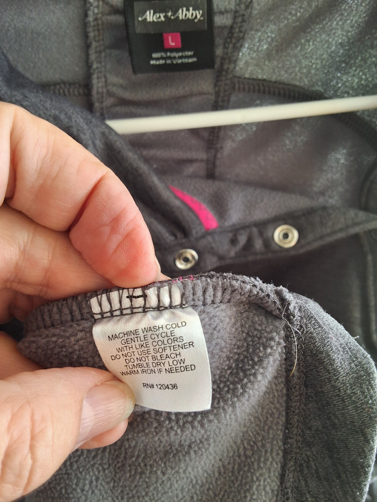 Alex + Abby Women's Gray L Womens Grey Asymmetric Snap Collar Fleece
