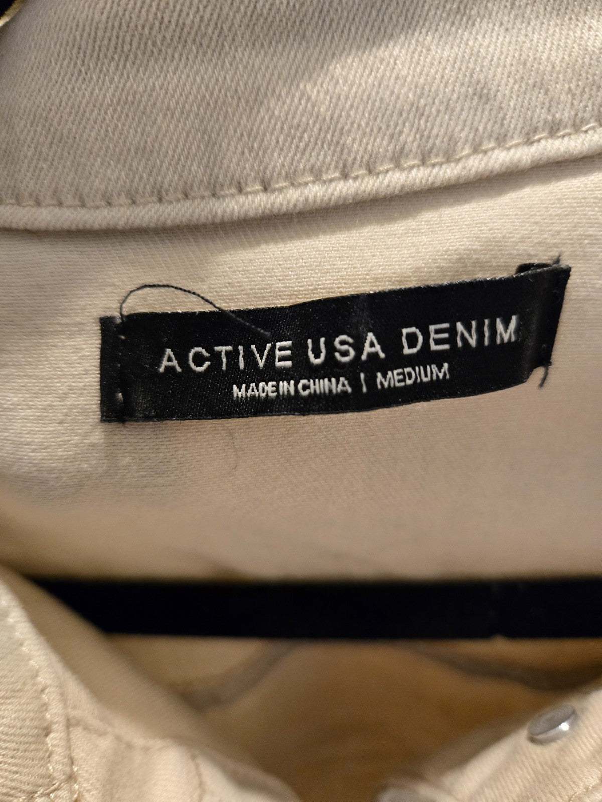 Active USA Khaki Denim Jacket M Womens Beige Jean Trucker Coat
