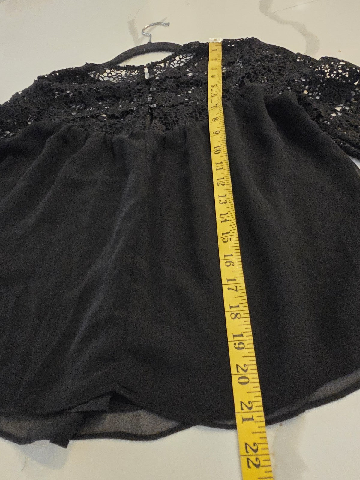 Mustard & Co. M Lace Blouse Womens Black Sheer Floral Yoke 3/4 Sleeve Top