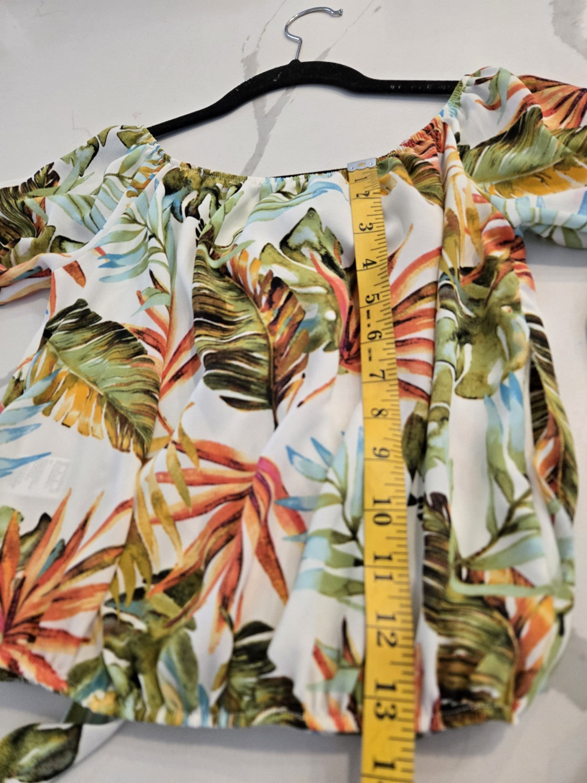 Papaya S Tropical Palm Leaf Blouse Womens Tie Front Cropped Top Beach