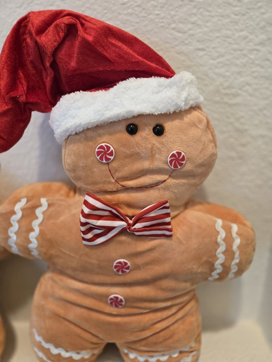 Christmas Throw Pillows Gingerbread Man & Girl 18" Plush