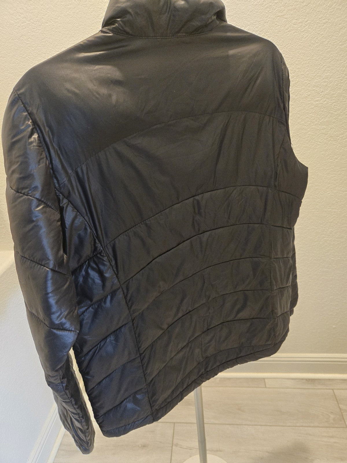 Stone New York M Puffer Jacket Womens Black Pink Trim Full Zip Lightweight Coat