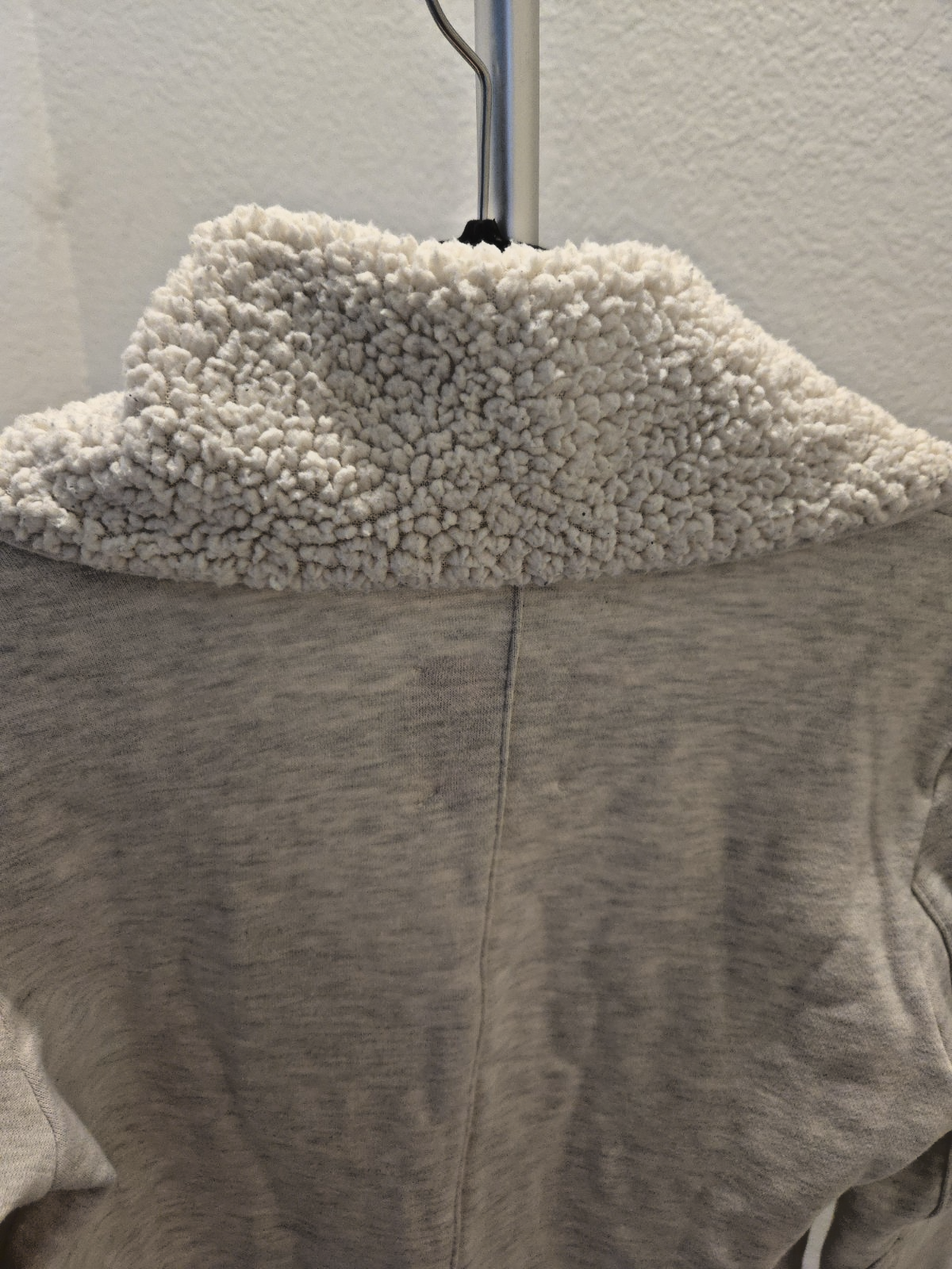 GUESS Women's M Gray Sherpa Shawl Collar Moto Biker Knit Jacket Cozy Soft