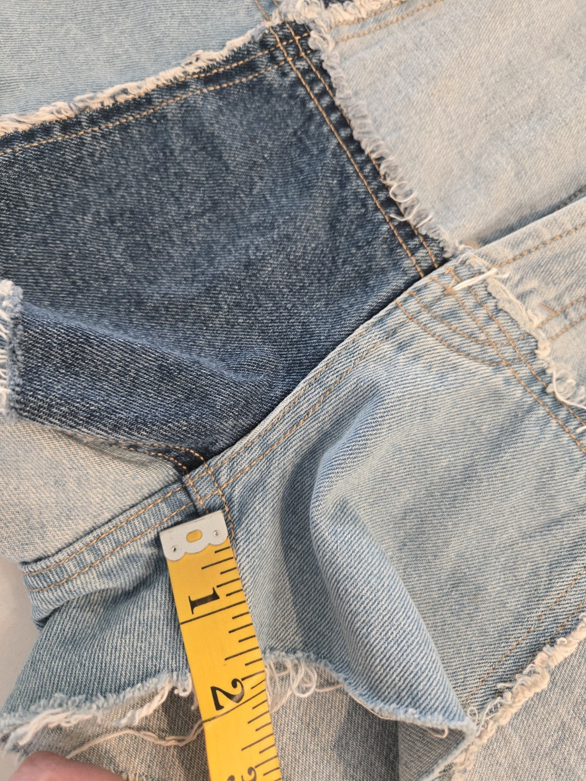 Wild Fable 10 Patchwork Denim Shorts Womens High Rise Frayed Raw Hem Blue Jean