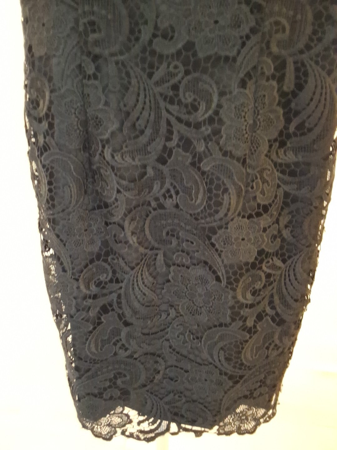 Adrianna Papell Size 6 Black Lace Overlay Double Lined Corset Bodice Dress