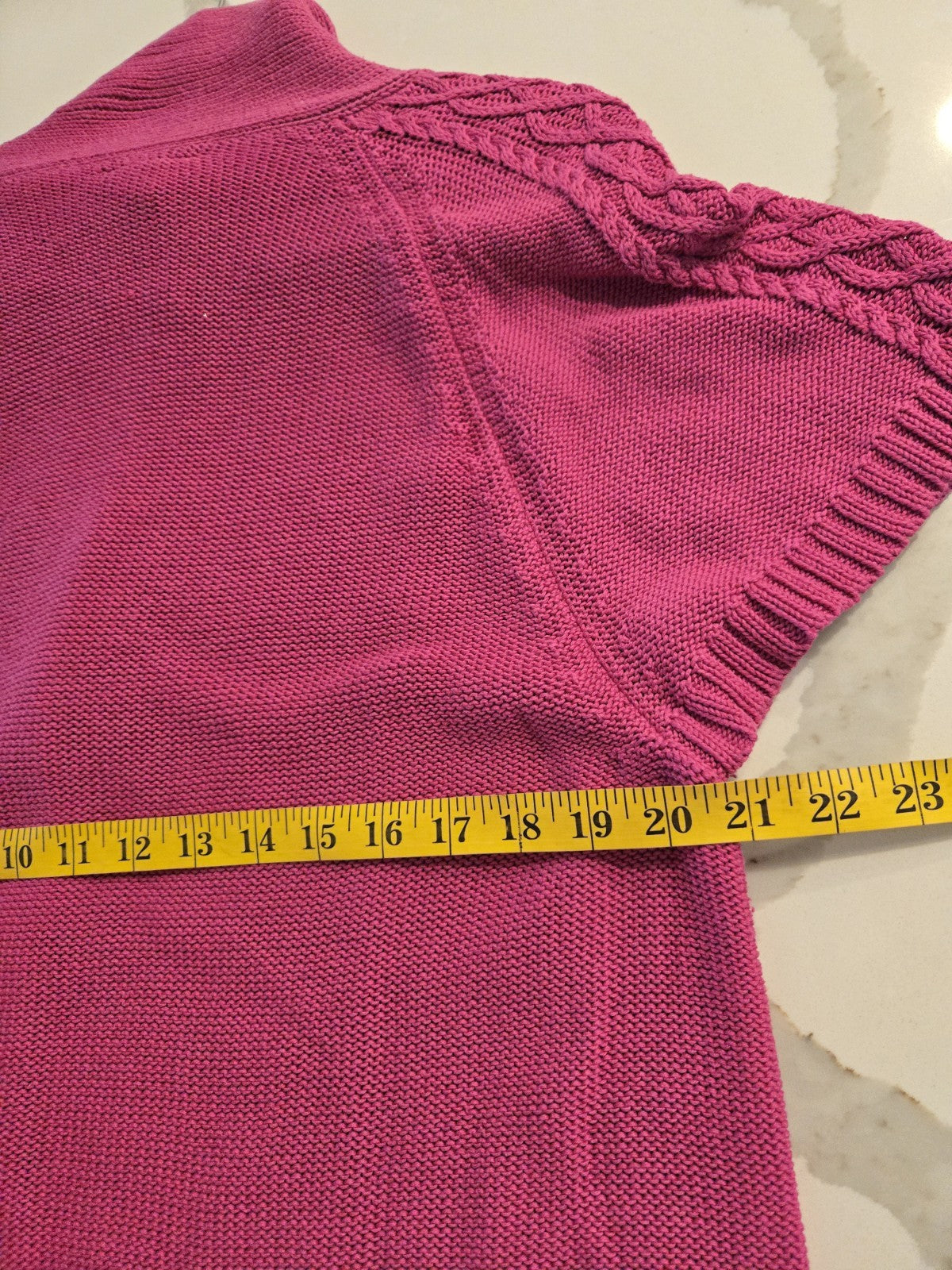 Lane Bryant 2X 18/20W Pink Cable Knit Short Sleeve Cardigan Sweater Women Plus