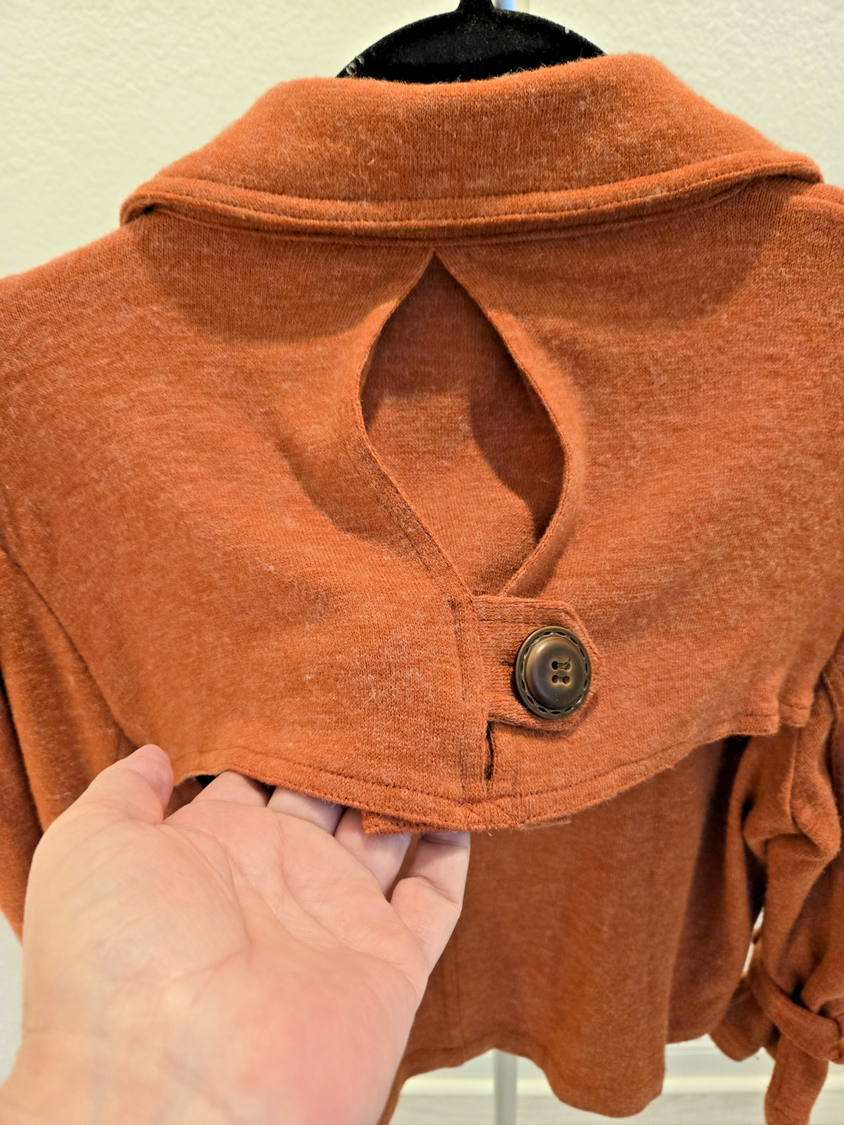American Rag Women's L Double-Breasted Peplum Sweater Jacket Rust Orange
