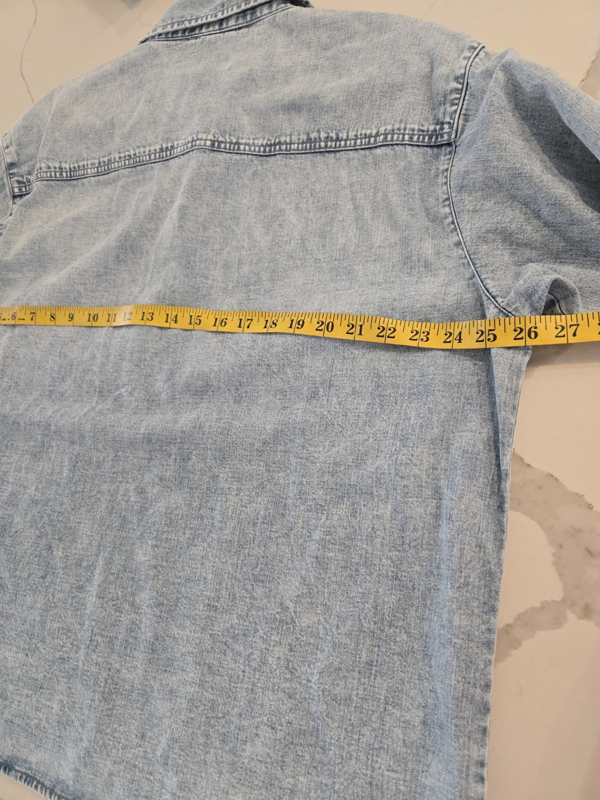 Seven 7 L Denim Henley Shirt Blue Relaxed Fit Long Sleeve Pullover Womens Top