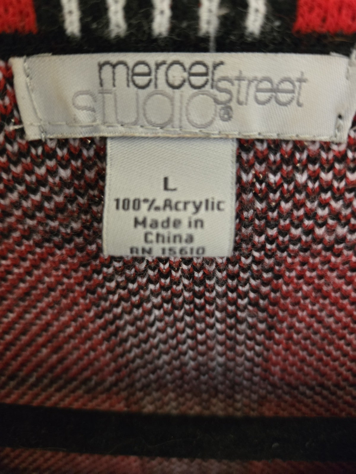 Mercer Street Studio Plaid Sweater Jacket Structured Retro Red L Dark Academia