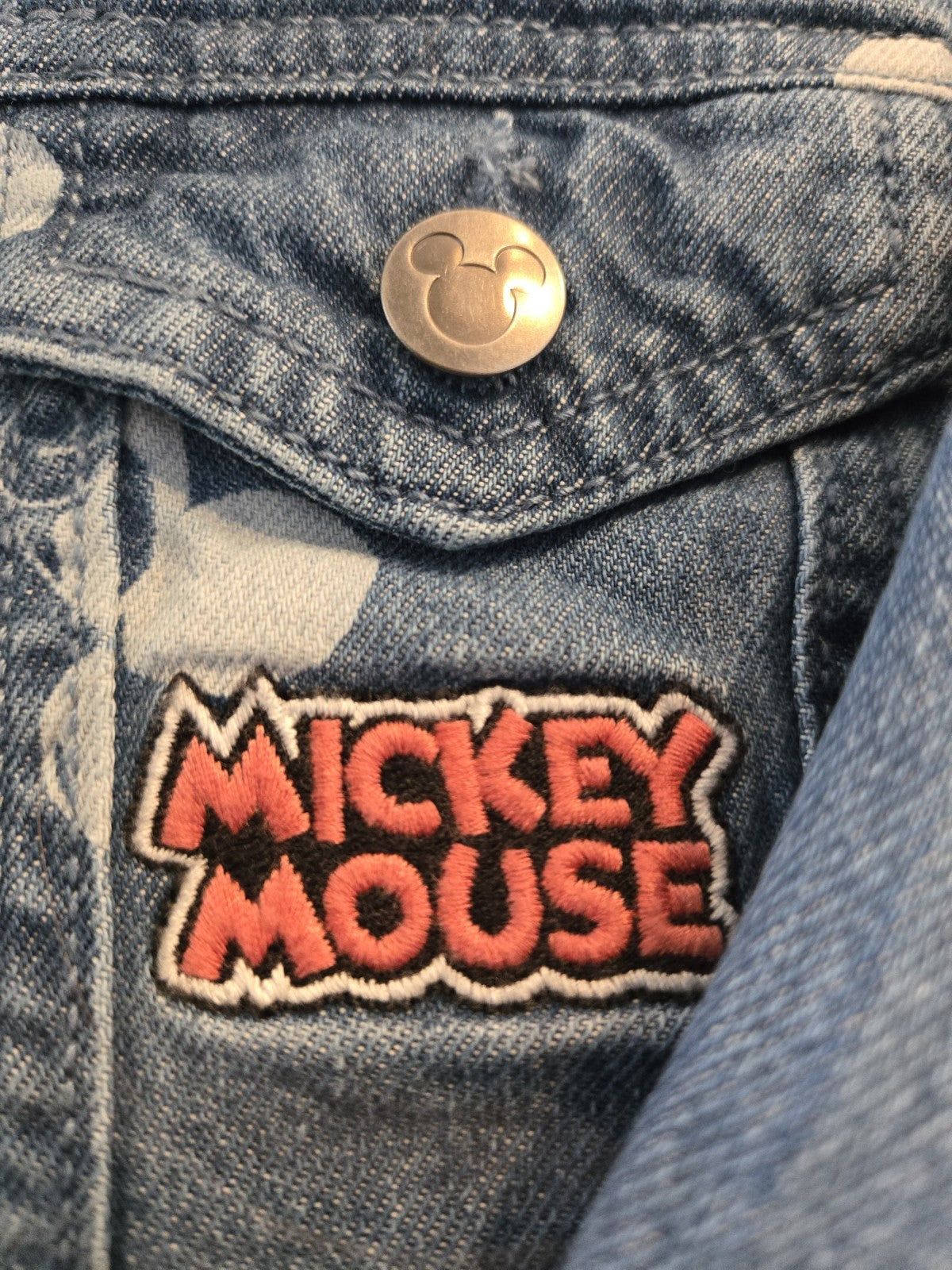 Disney Mickey Mouse 3T All Over Print Denim Jacket Kids Toddler Jean Trucker