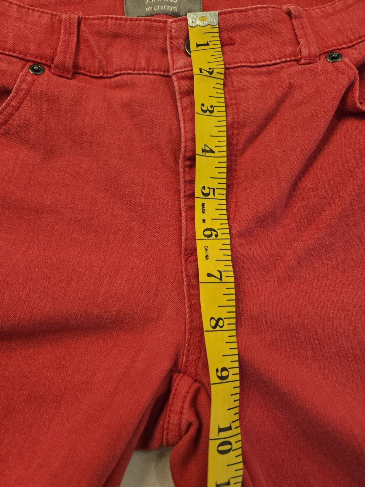 So Slimming by Chico's Women's Washed Red Ankle Zip Jeans Size 0.5 US Size 6