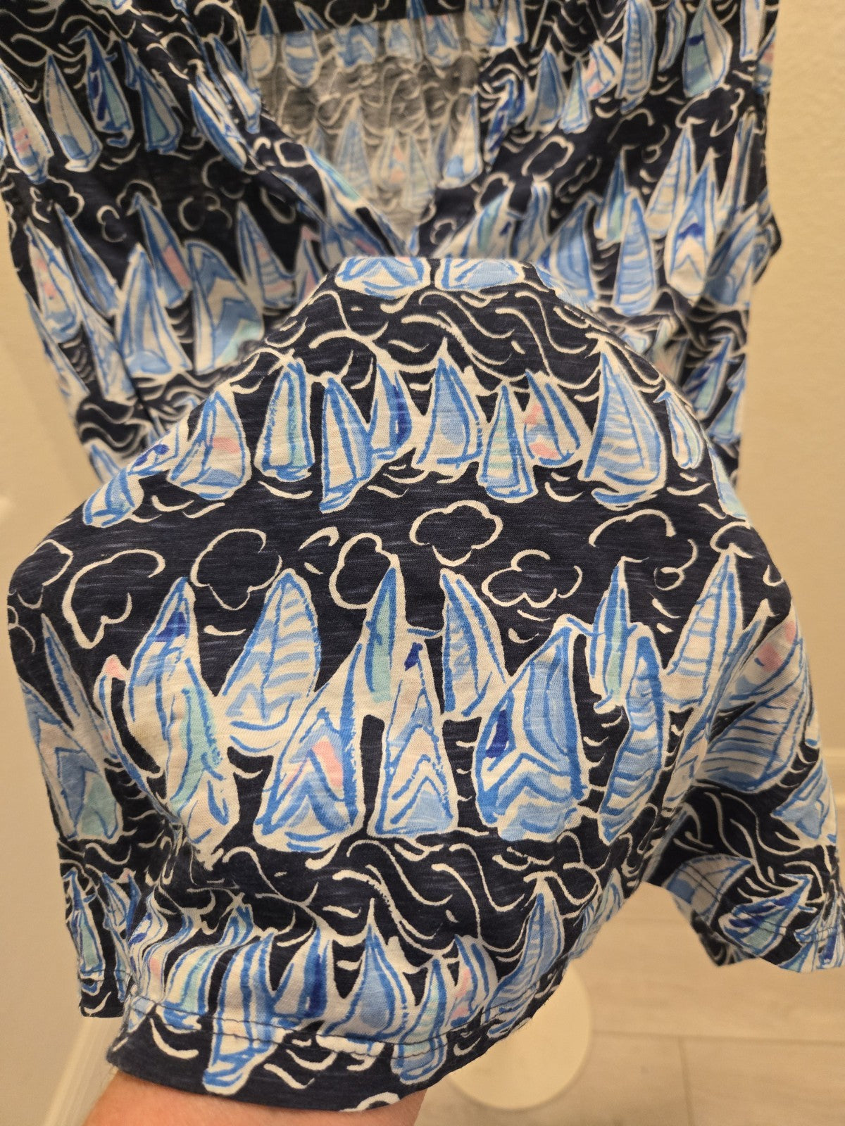 Lilly Pulitzer Large Sailboat Print Sleeveless Tank Top Women Blue Nautical Cami